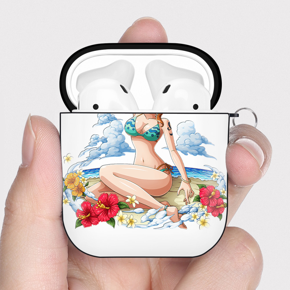 ワンピース ナミ ONE PIECE Nami AirPods 第2世代保護ケース ハードシェル ブラック 耐衝撃・防指紋・カラビナ付き