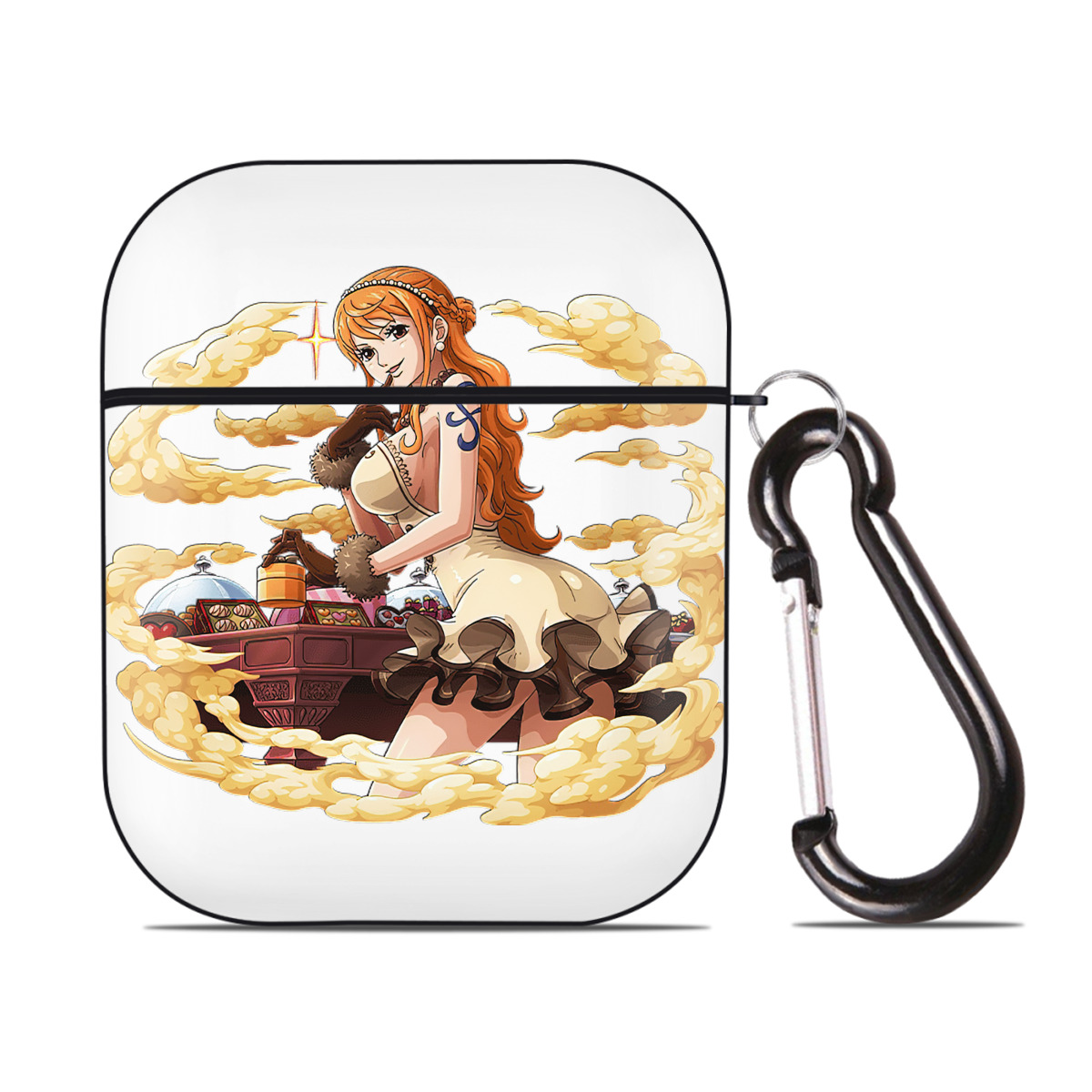 ワンピース ナミ ONE PIECE Nami AirPods 第2世代保護ケース ハードシェル ブラック 耐衝撃・防指紋・カラビナ付き