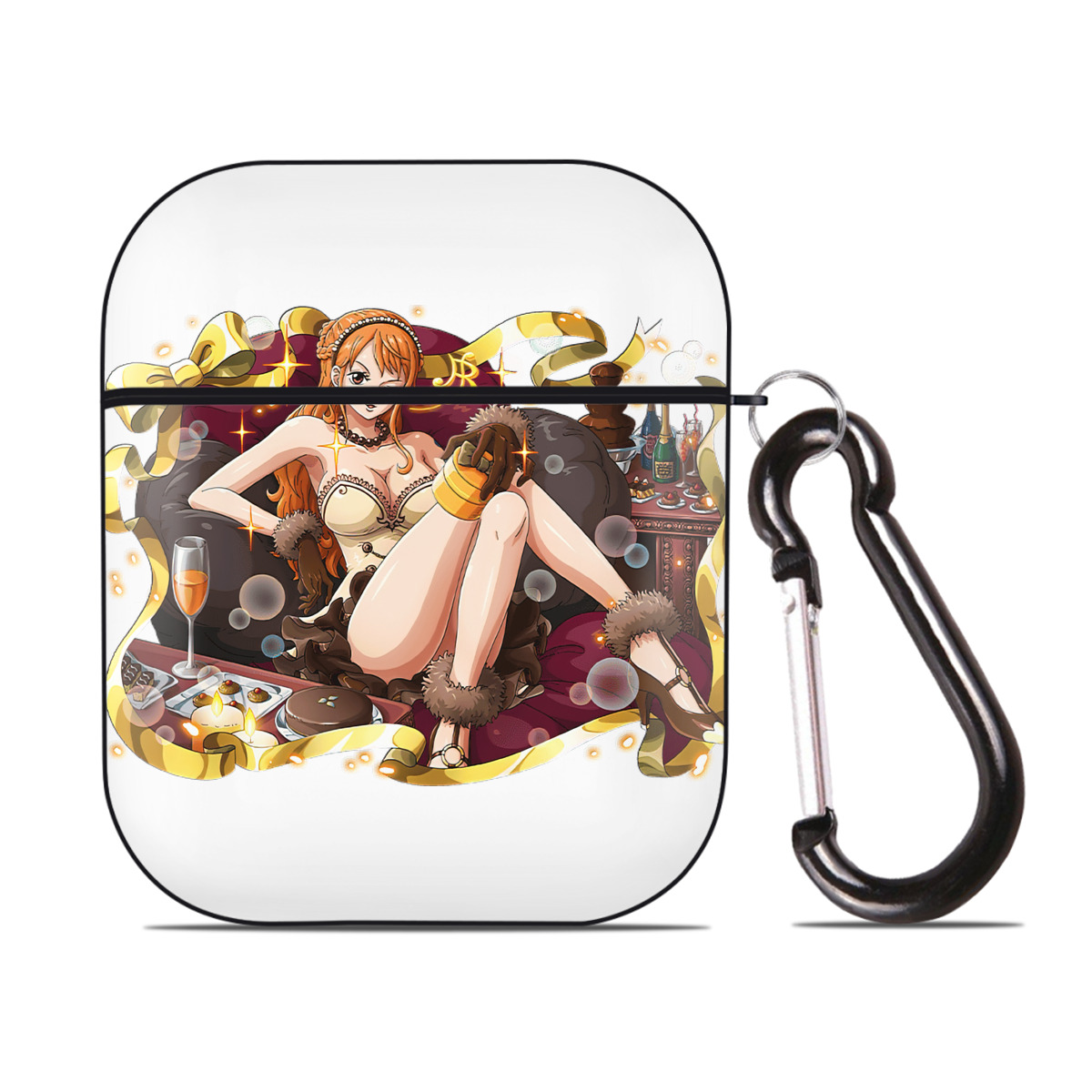 ワンピース ナミ ONE PIECE Nami AirPods 第2世代保護ケース ハードシェル ブラック 耐衝撃・防指紋・カラビナ付き