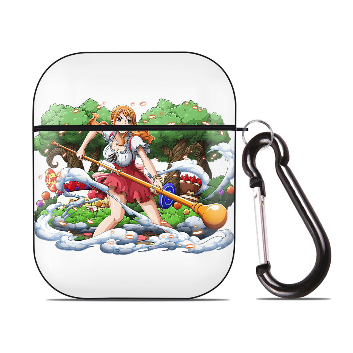ワンピース ナミ ONE PIECE Nami AirPods 第2世代保護ケース ハードシェル ブラック 耐衝撃・防指紋・カラビナ付き