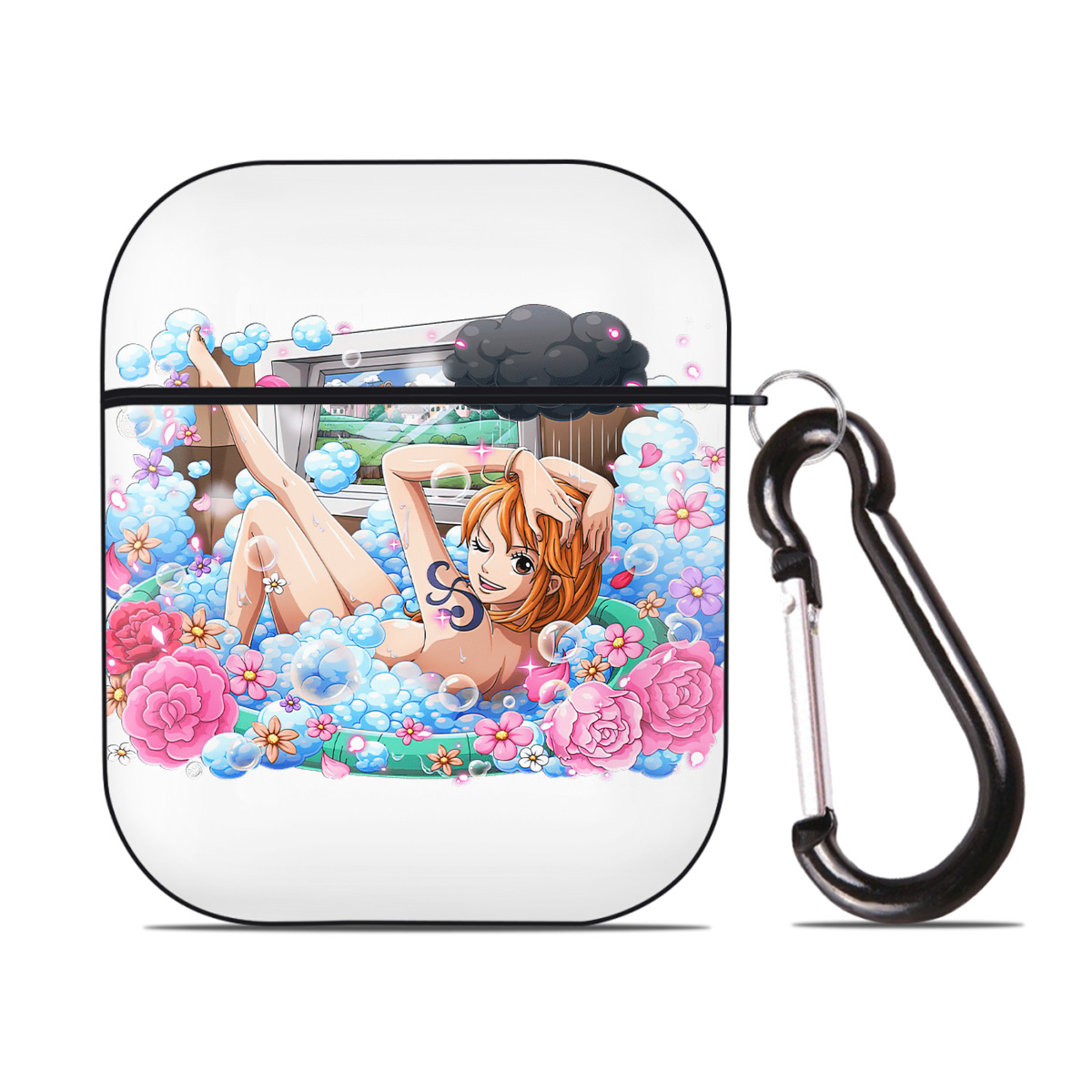 ワンピース ナミ ONE PIECE Nami AirPods 第2世代保護ケース ハードシェル ブラック 耐衝撃・防指紋・カラビナ付き