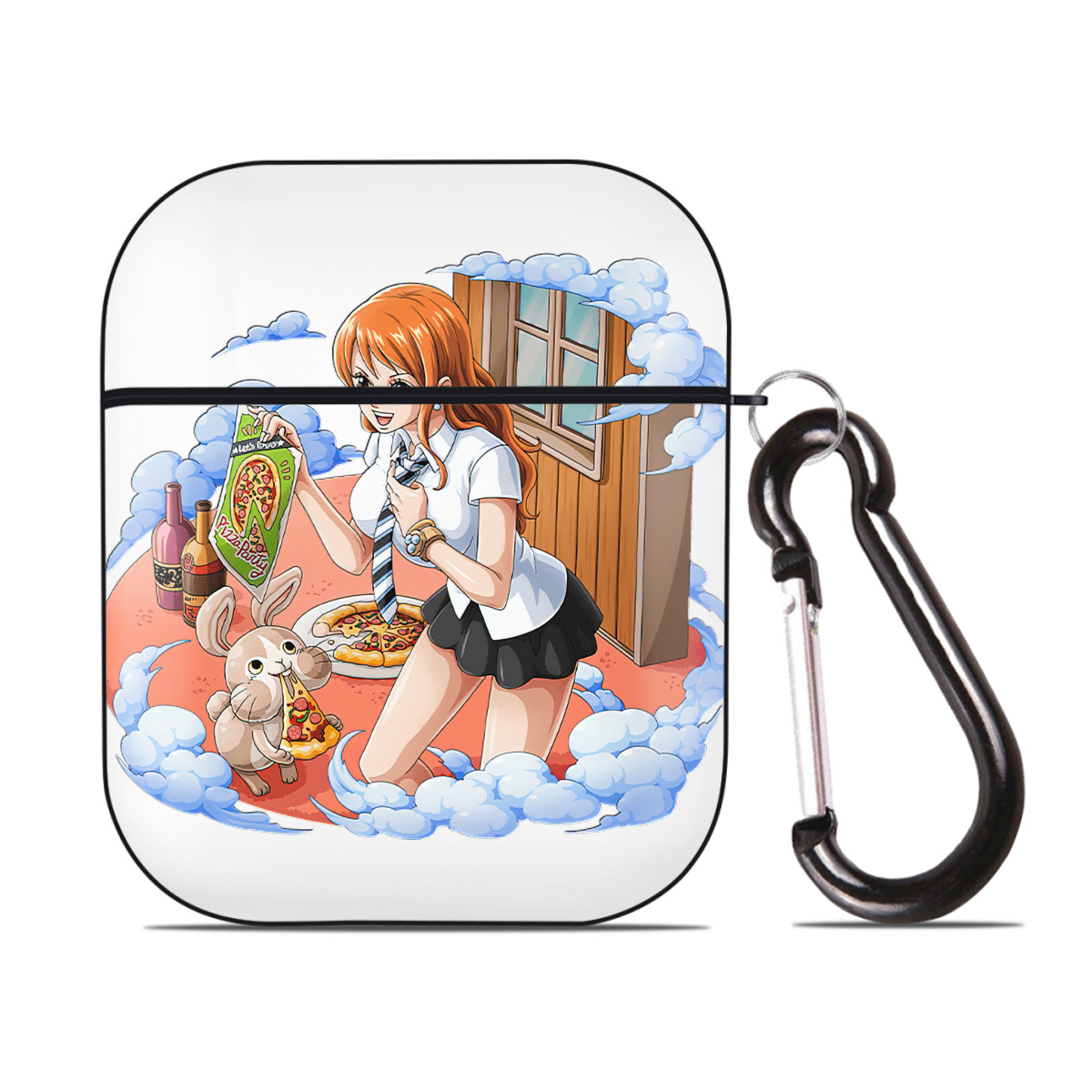 ワンピース ナミ ONE PIECE Nami AirPods 第2世代保護ケース ハードシェル ブラック 耐衝撃・防指紋・カラビナ付き