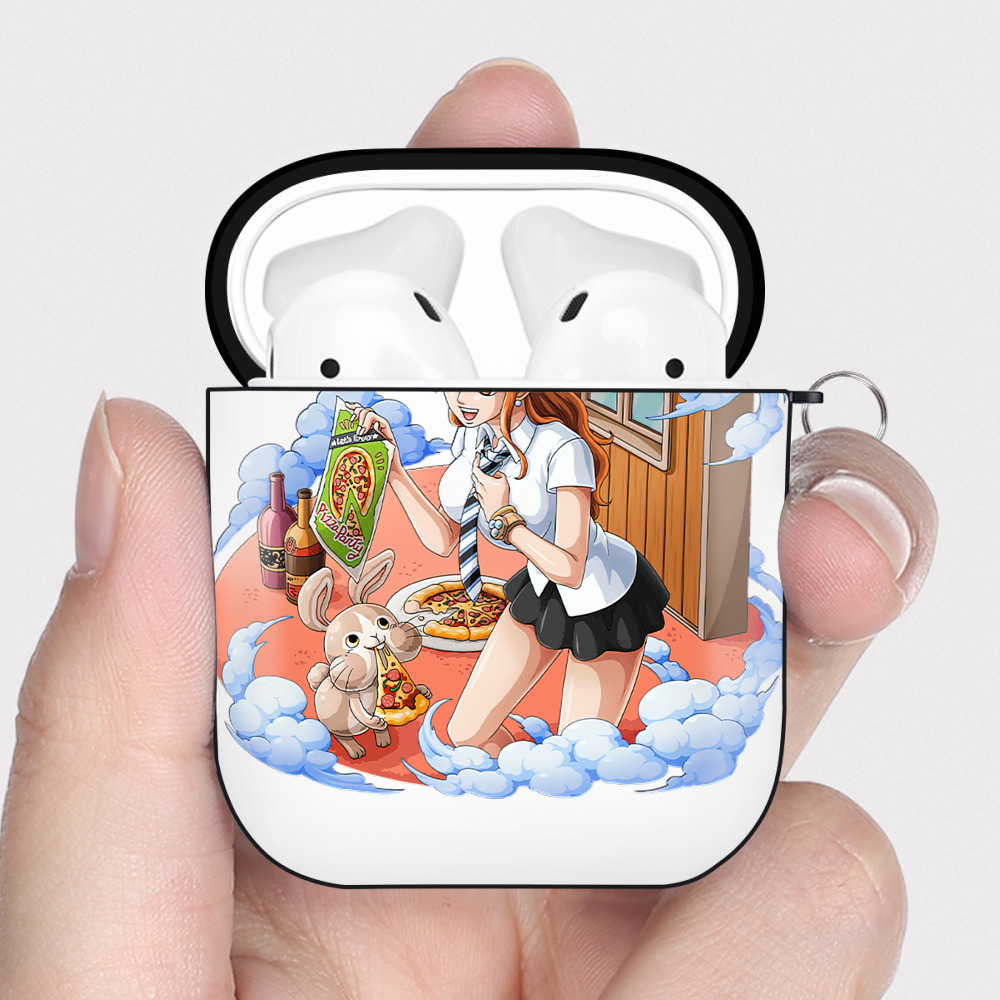 ワンピース ナミ ONE PIECE Nami AirPods 第2世代保護ケース ハードシェル ブラック 耐衝撃・防指紋・カラビナ付き