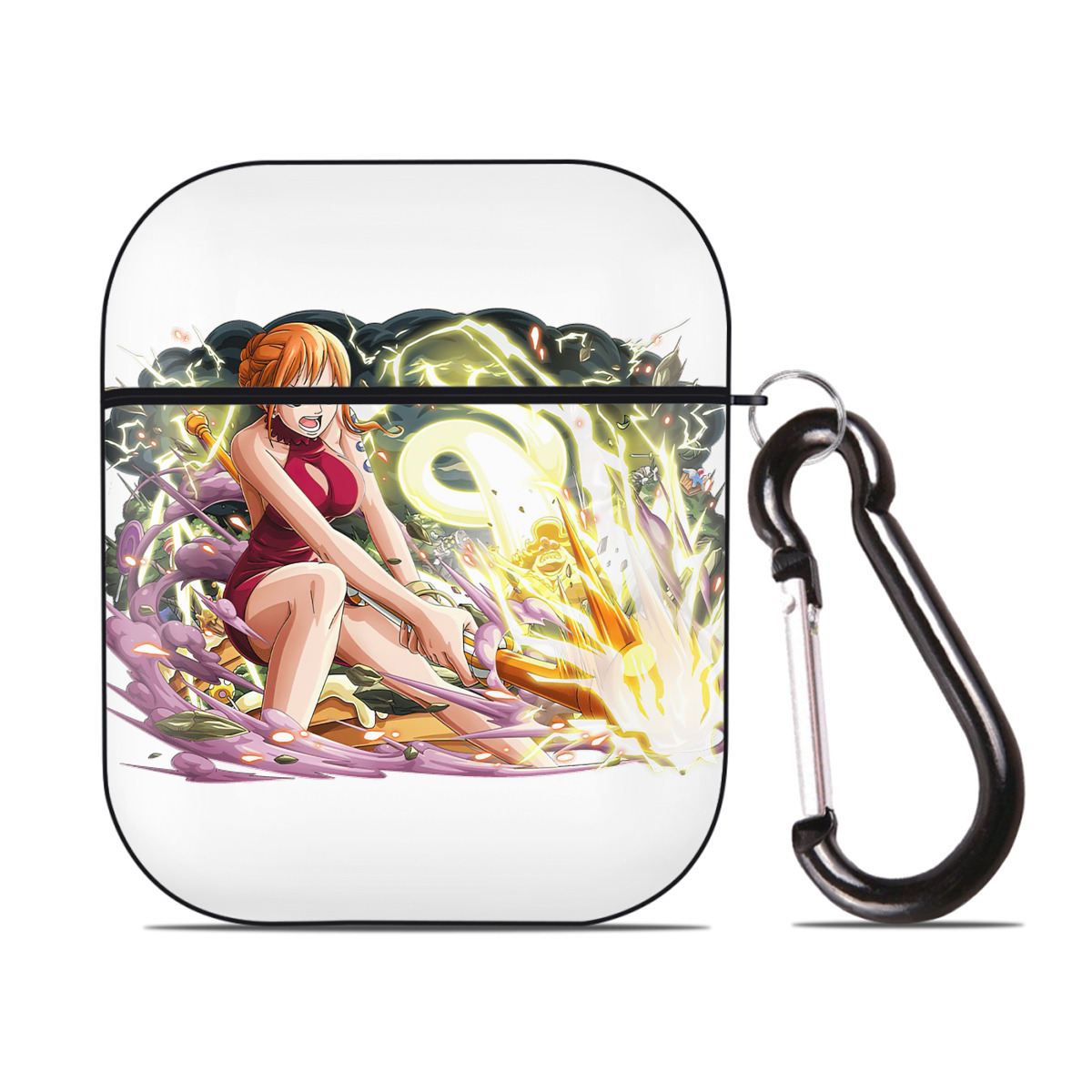 ワンピース ナミ ONE PIECE Nami AirPods 第2世代保護ケース ハードシェル ブラック 耐衝撃・防指紋・カラビナ付き