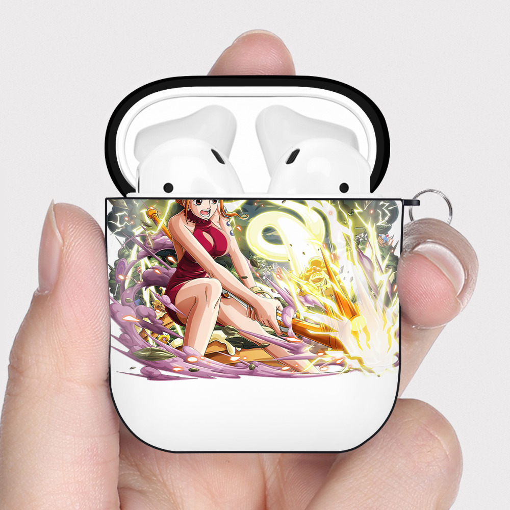 ワンピース ナミ ONE PIECE Nami AirPods 第2世代保護ケース ハードシェル ブラック 耐衝撃・防指紋・カラビナ付き