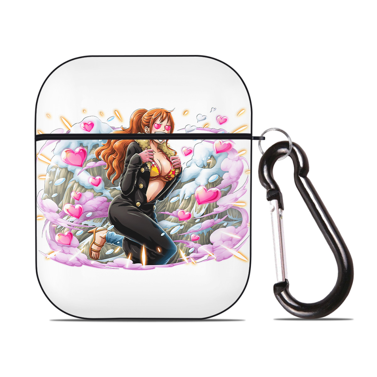 ワンピース ナミ ONE PIECE Nami AirPods 第2世代保護ケース ハードシェル ブラック 耐衝撃・防指紋・カラビナ付き