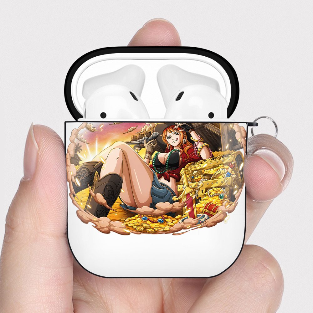 ワンピース ナミ ONE PIECE Nami AirPods 第2世代保護ケース ハードシェル ブラック 耐衝撃・防指紋・カラビナ付き
