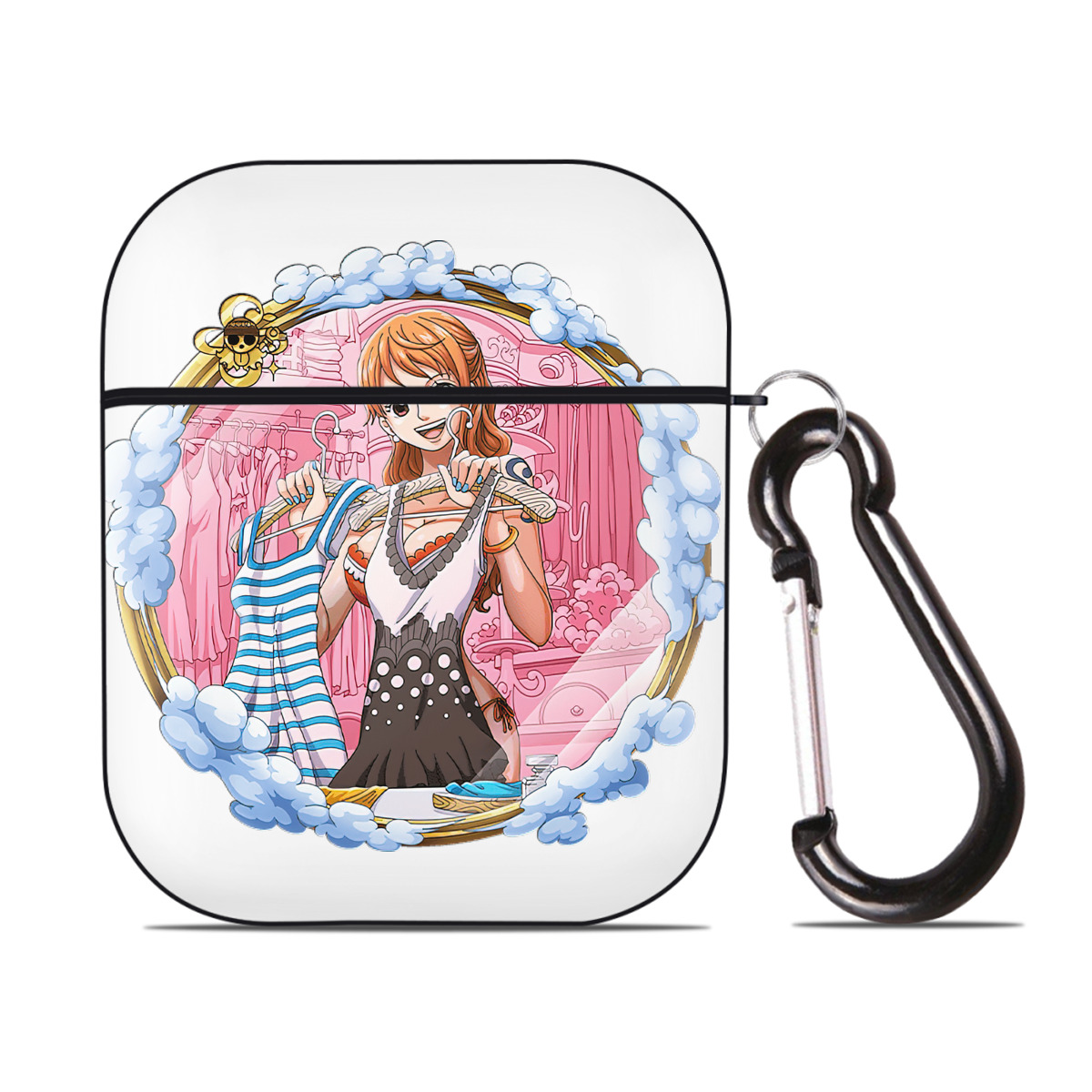 ワンピース ナミ ONE PIECE Nami AirPods 第2世代保護ケース ハードシェル ブラック 耐衝撃・防指紋・カラビナ付き