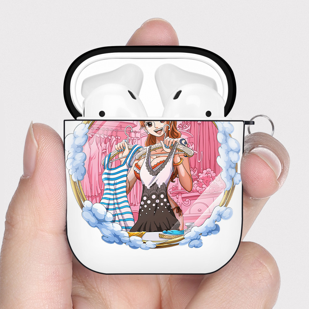 ワンピース ナミ ONE PIECE Nami AirPods 第2世代保護ケース ハードシェル ブラック 耐衝撃・防指紋・カラビナ付き