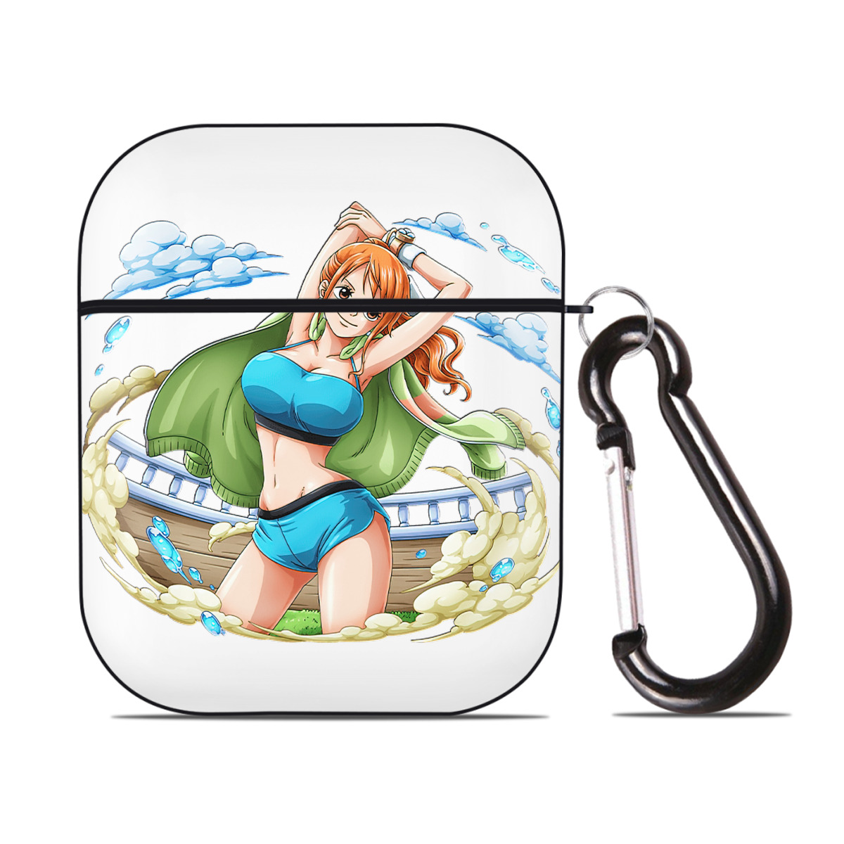 ワンピース ナミ ONE PIECE Nami AirPods 第2世代保護ケース ハードシェル ブラック 耐衝撃・防指紋・カラビナ付き