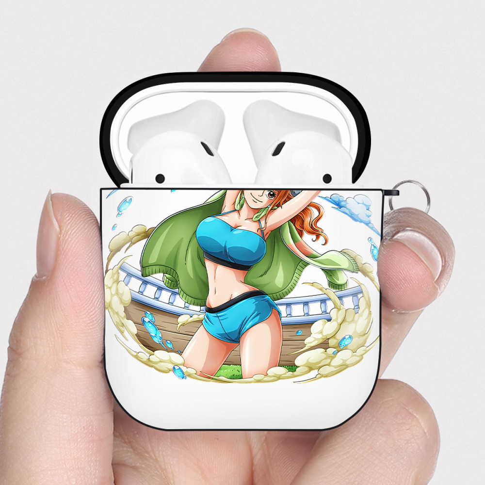 ワンピース ナミ ONE PIECE Nami AirPods 第2世代保護ケース ハードシェル ブラック 耐衝撃・防指紋・カラビナ付き