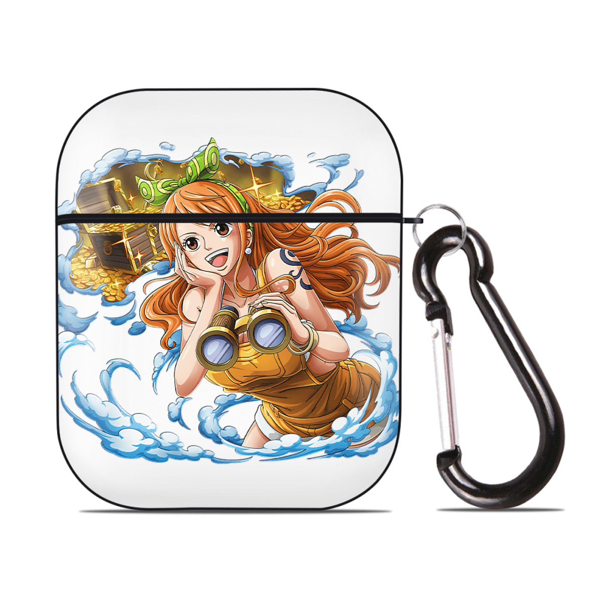 ワンピース ナミ ONE PIECE Nami AirPods 第2世代保護ケース ハードシェル ブラック 耐衝撃・防指紋・カラビナ付き