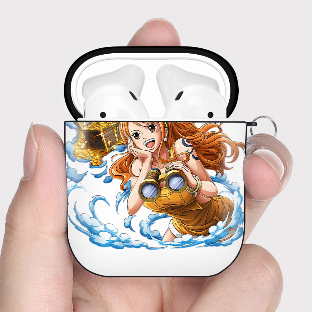 ワンピース ナミ ONE PIECE Nami AirPods 第2世代保護ケース ハードシェル ブラック 耐衝撃・防指紋・カラビナ付き