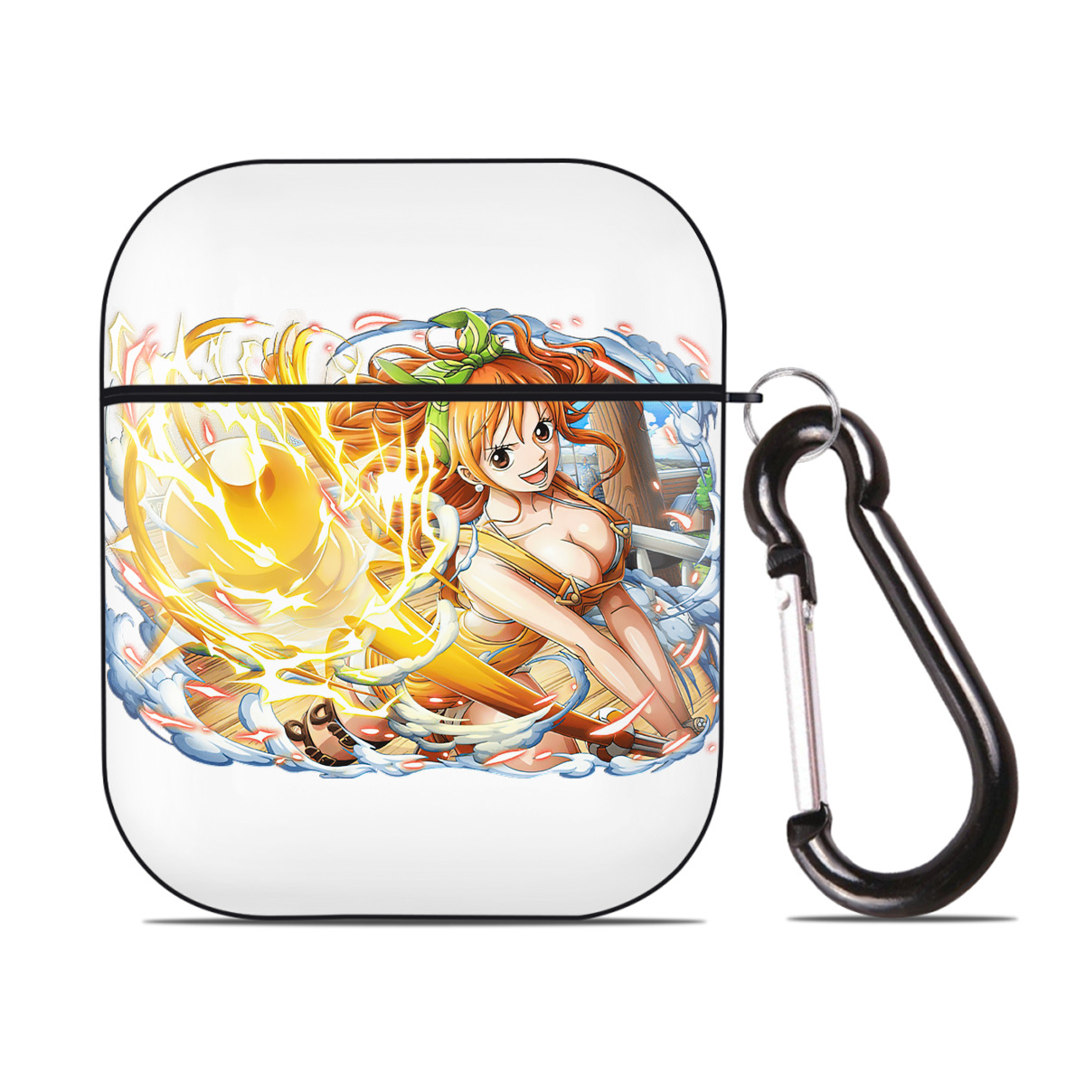 ワンピース ナミ ONE PIECE Nami AirPods 第2世代保護ケース ハードシェル ブラック 耐衝撃・防指紋・カラビナ付き