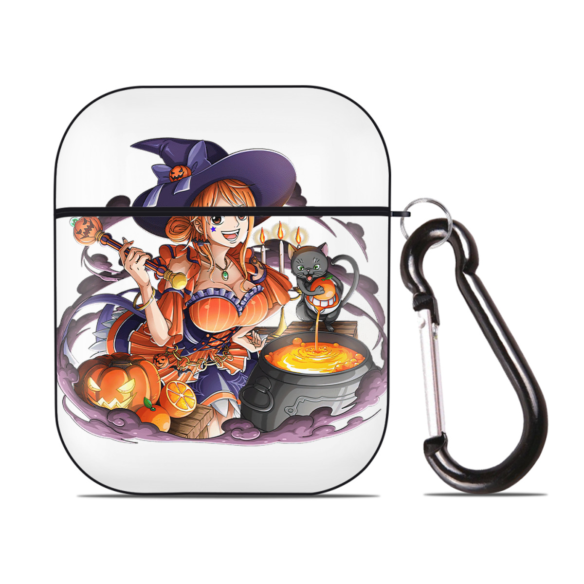 ワンピース ナミ ONE PIECE Nami AirPods 第2世代保護ケース ハードシェル ブラック 耐衝撃・防指紋・カラビナ付き