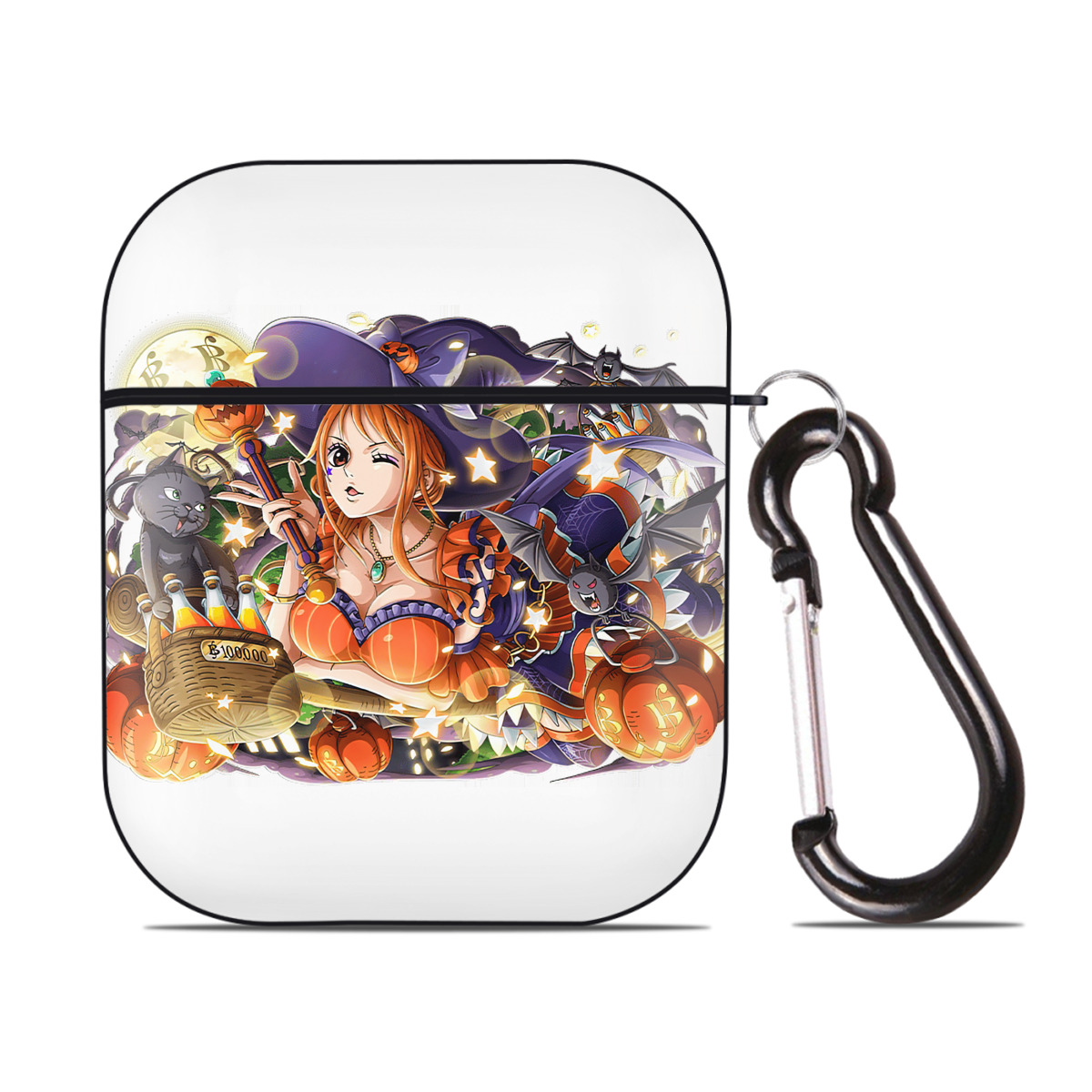 ワンピース ナミ ONE PIECE Nami AirPods 第2世代保護ケース ハードシェル ブラック 耐衝撃・防指紋・カラビナ付き