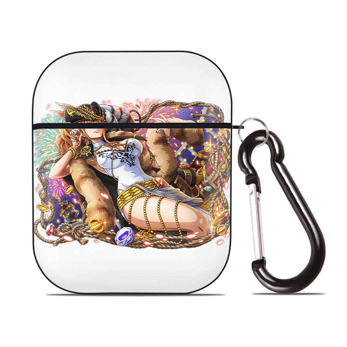 ワンピース ナミ ONE PIECE Nami AirPods 第2世代保護ケース ハードシェル ブラック 耐衝撃・防指紋・カラビナ付き