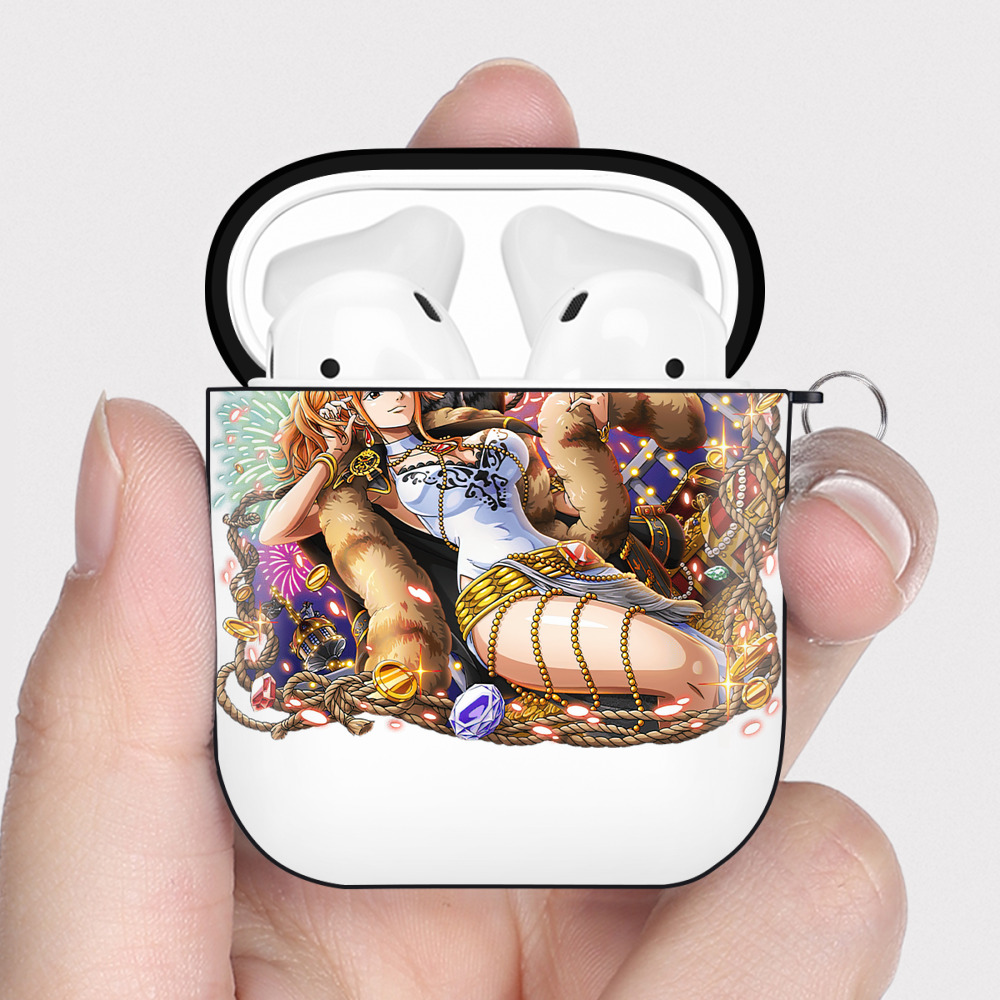 ワンピース ナミ ONE PIECE Nami AirPods 第2世代保護ケース ハードシェル ブラック 耐衝撃・防指紋・カラビナ付き