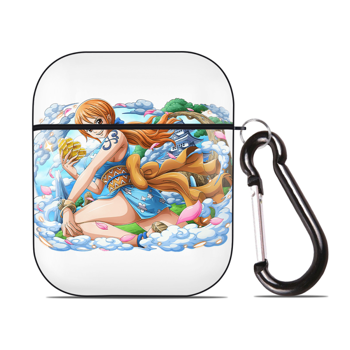 ワンピース ナミ ONE PIECE Nami AirPods 第2世代保護ケース ハードシェル ブラック 耐衝撃・防指紋・カラビナ付き