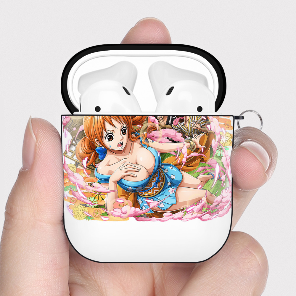 ワンピース ナミ ONE PIECE Nami AirPods 第2世代保護ケース ハードシェル ブラック 耐衝撃・防指紋・カラビナ付き