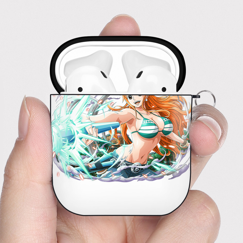 ワンピース ナミ ONE PIECE Nami AirPods 第2世代保護ケース ハードシェル ブラック 耐衝撃・防指紋・カラビナ付き