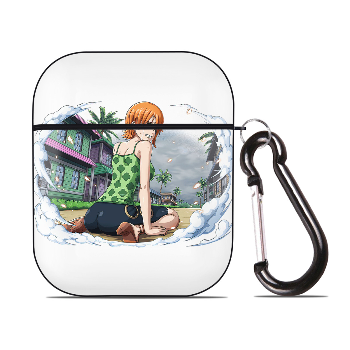 ワンピース ナミ ONE PIECE Nami AirPods 第2世代保護ケース ハードシェル ブラック 耐衝撃・防指紋・カラビナ付き