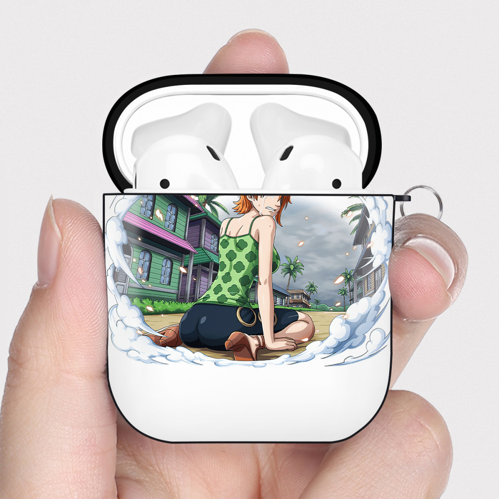 ワンピース ナミ ONE PIECE Nami AirPods 第2世代保護ケース ハードシェル ブラック 耐衝撃・防指紋・カラビナ付き