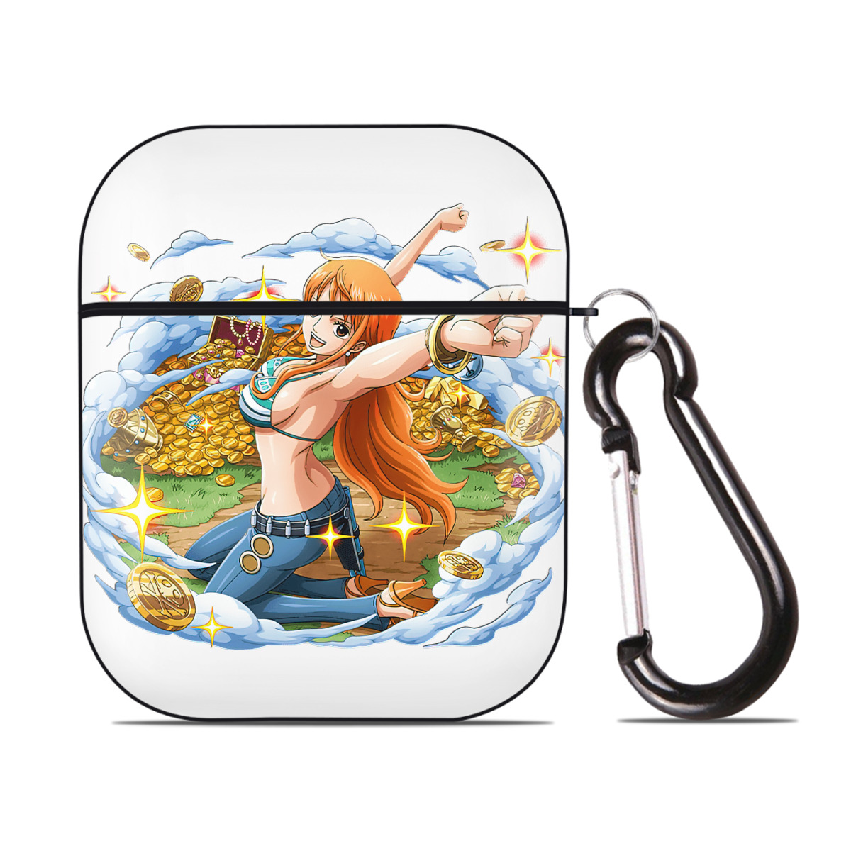ワンピース ナミ ONE PIECE Nami AirPods 第2世代保護ケース ハードシェル ブラック 耐衝撃・防指紋・カラビナ付き