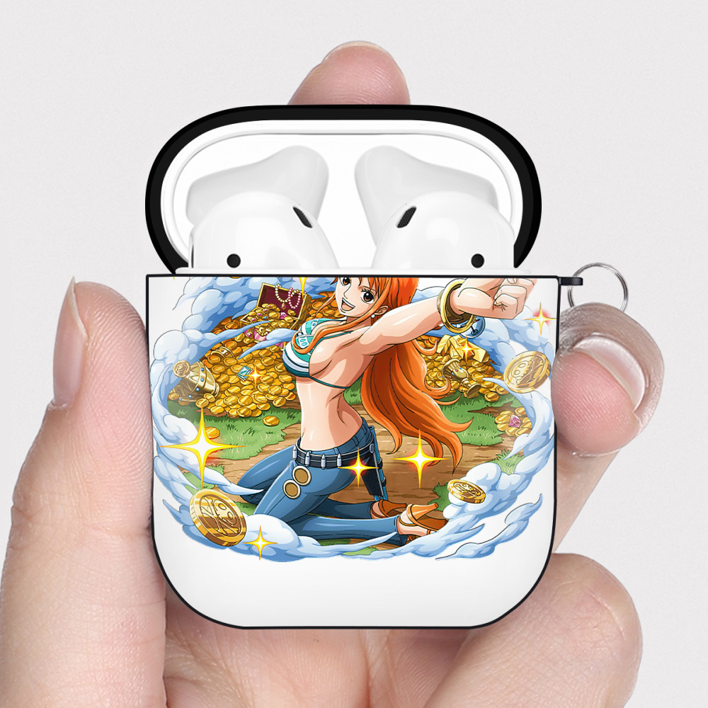 ワンピース ナミ ONE PIECE Nami AirPods 第2世代保護ケース ハードシェル ブラック 耐衝撃・防指紋・カラビナ付き