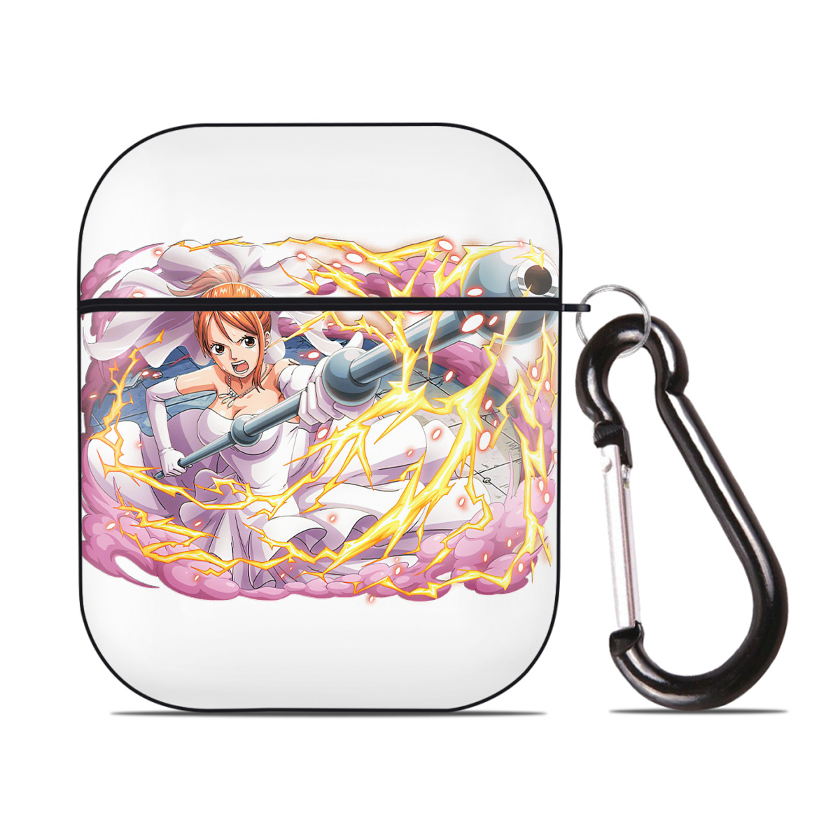 ワンピース ナミ ONE PIECE Nami AirPods 第2世代保護ケース ハードシェル ブラック 耐衝撃・防指紋・カラビナ付き