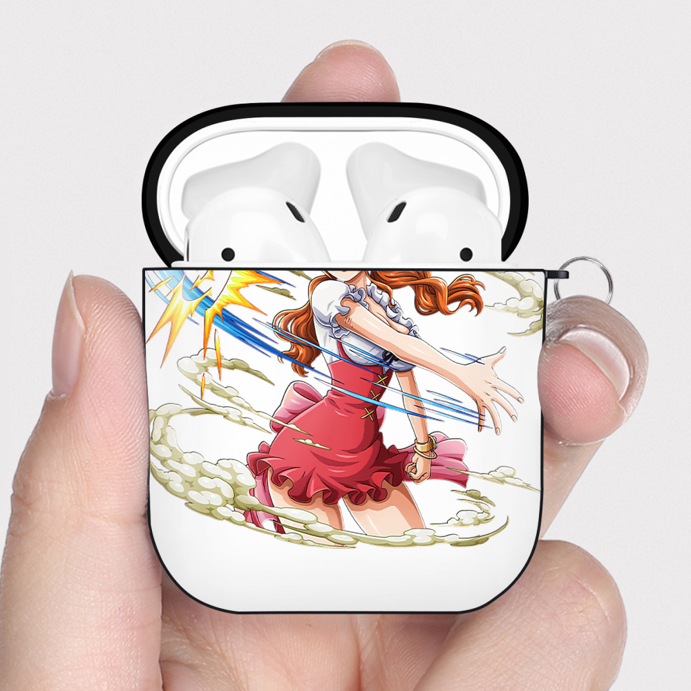 ワンピース ナミ ONE PIECE Nami AirPods 第2世代保護ケース ハードシェル ブラック 耐衝撃・防指紋・カラビナ付き