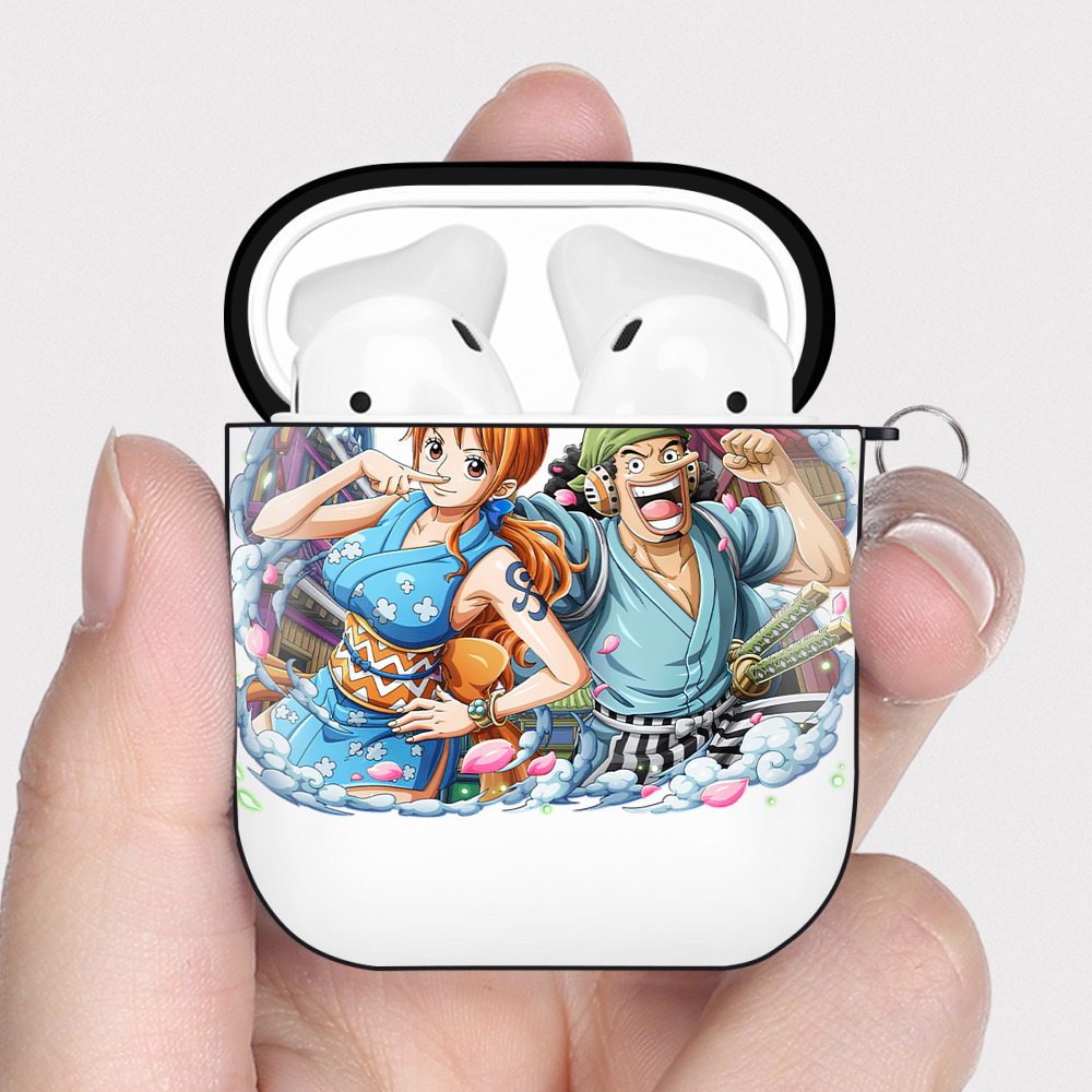 ワンピース ナミ ONE PIECE Nami AirPods 第2世代保護ケース ハードシェル ブラック 耐衝撃・防指紋・カラビナ付き