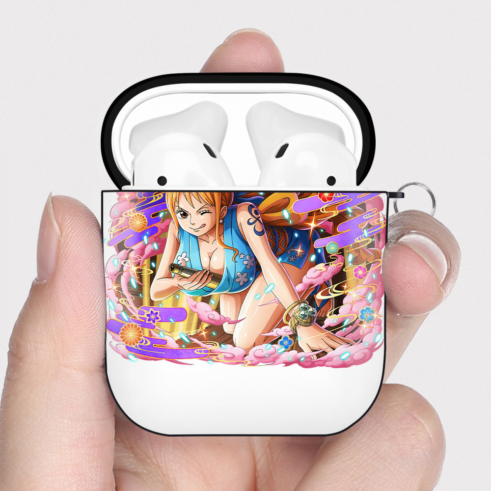 ワンピース ナミ ONE PIECE Nami AirPods 第2世代保護ケース ハードシェル ブラック 耐衝撃・防指紋・カラビナ付き