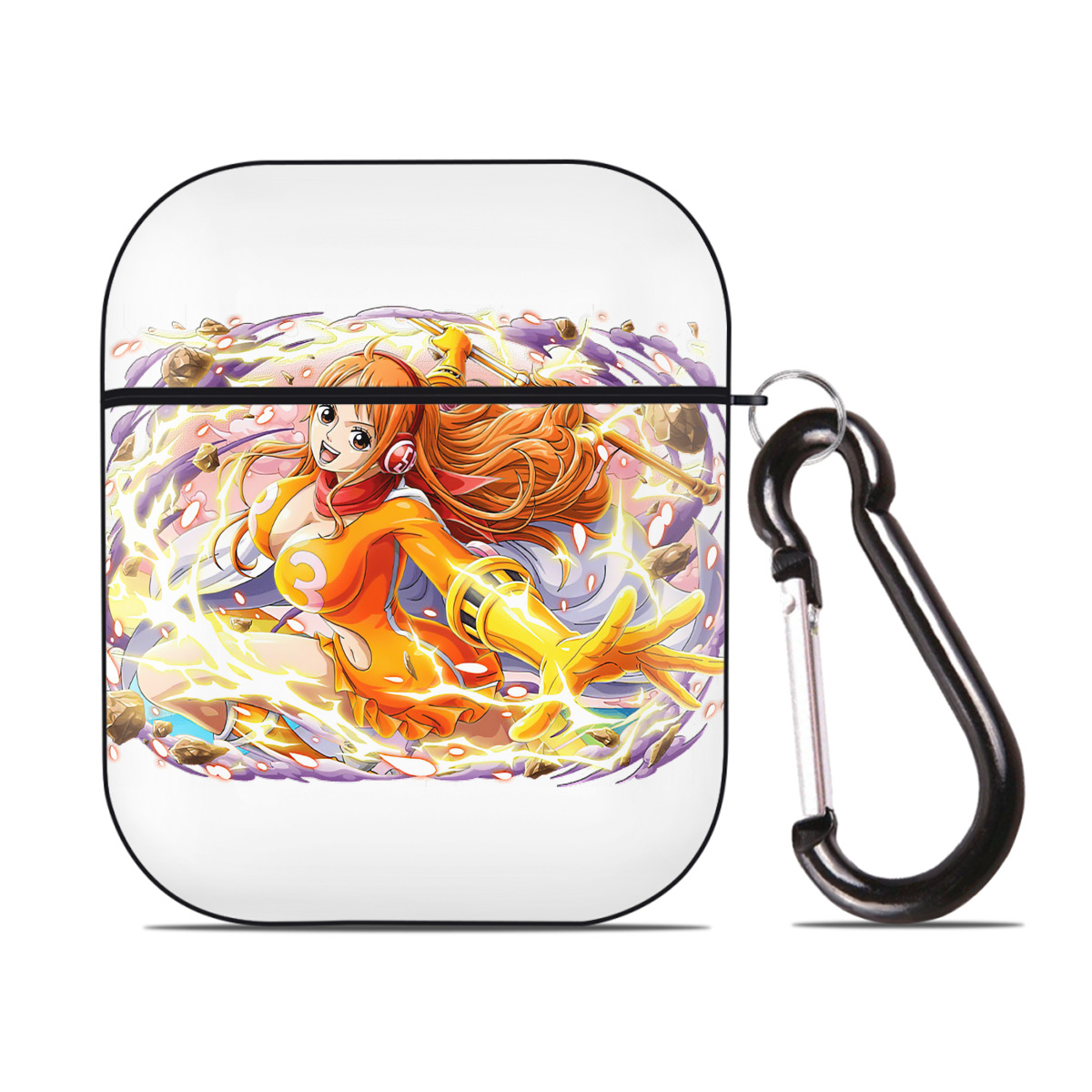 ワンピース ナミ ONE PIECE Nami AirPods 第2世代保護ケース ハードシェル ブラック 耐衝撃・防指紋・カラビナ付き