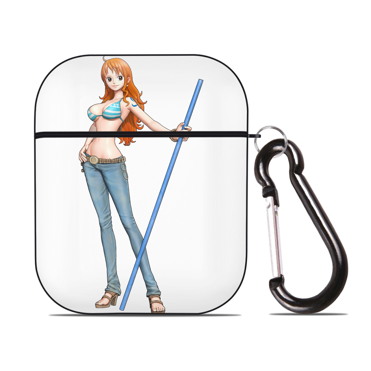 ワンピース ナミ ONE PIECE Nami AirPods 第2世代保護ケース ハードシェル ブラック 耐衝撃・防指紋・カラビナ付き