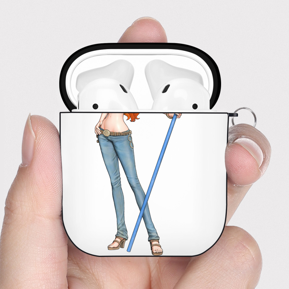 ワンピース ナミ ONE PIECE Nami AirPods 第2世代保護ケース ハードシェル ブラック 耐衝撃・防指紋・カラビナ付き