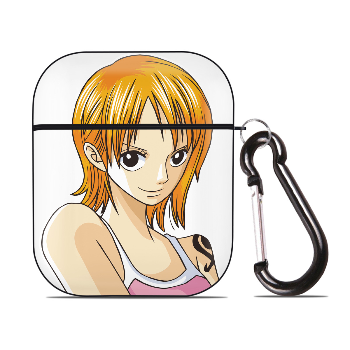 ワンピース ナミ ONE PIECE Nami AirPods 第2世代保護ケース ハードシェル ブラック 耐衝撃・防指紋・カラビナ付き