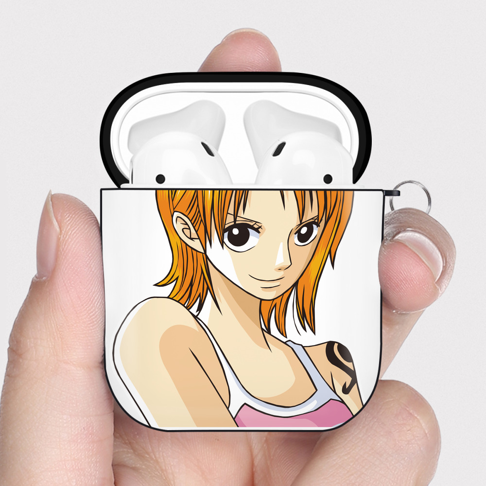 ワンピース ナミ ONE PIECE Nami AirPods 第2世代保護ケース ハードシェル ブラック 耐衝撃・防指紋・カラビナ付き