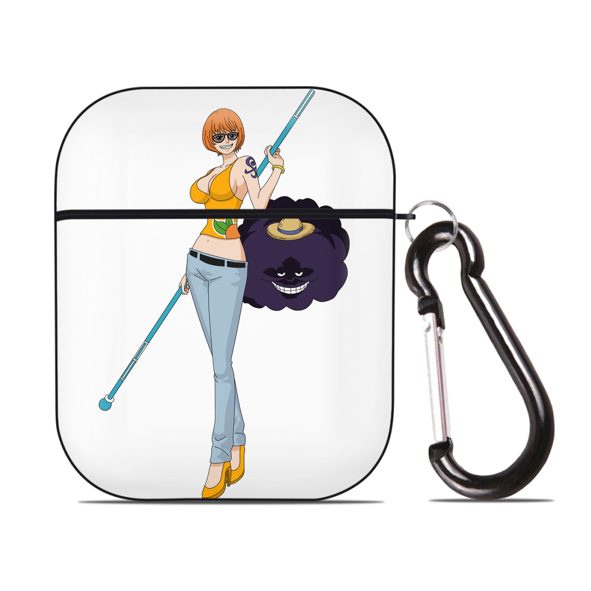 ワンピース ナミ ONE PIECE Nami AirPods 第2世代保護ケース ハードシェル ブラック 耐衝撃・防指紋・カラビナ付き