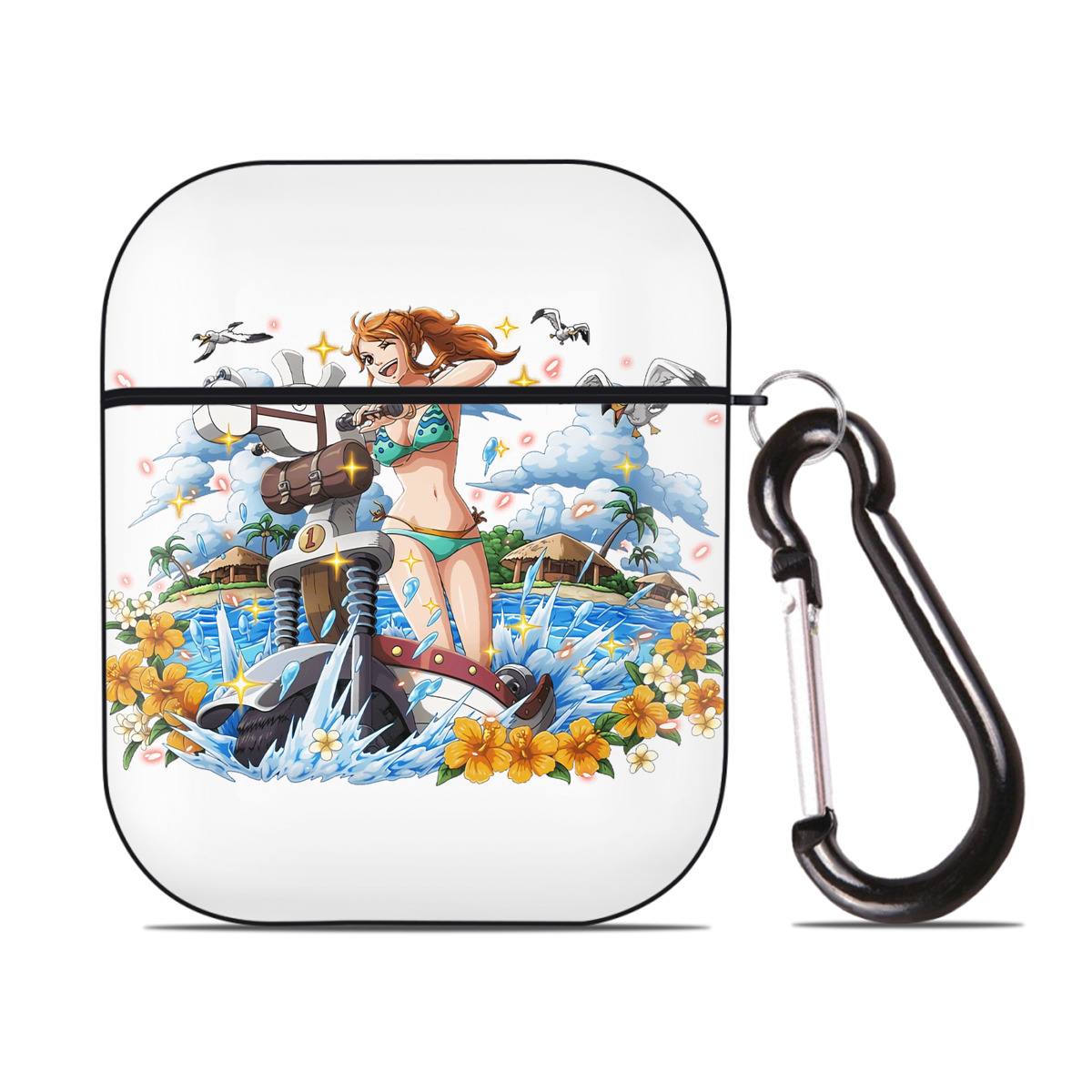 ワンピース ナミ ONE PIECE Nami AirPods 第2世代保護ケース ハードシェル ブラック 耐衝撃・防指紋・カラビナ付き