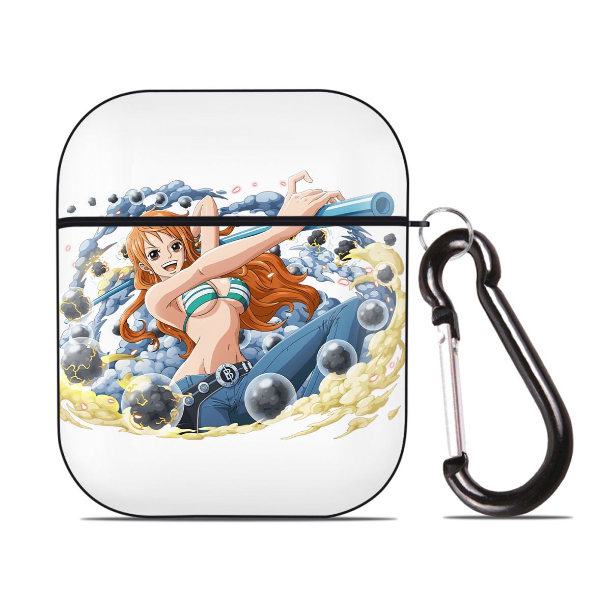ワンピース ナミ ONE PIECE Nami AirPods 第2世代保護ケース ハードシェル ブラック 耐衝撃・防指紋・カラビナ付き