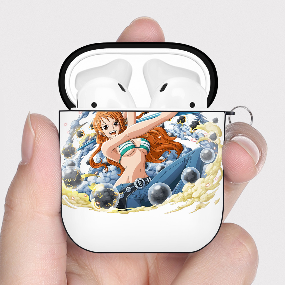 ワンピース ナミ ONE PIECE Nami AirPods 第2世代保護ケース ハードシェル ブラック 耐衝撃・防指紋・カラビナ付き