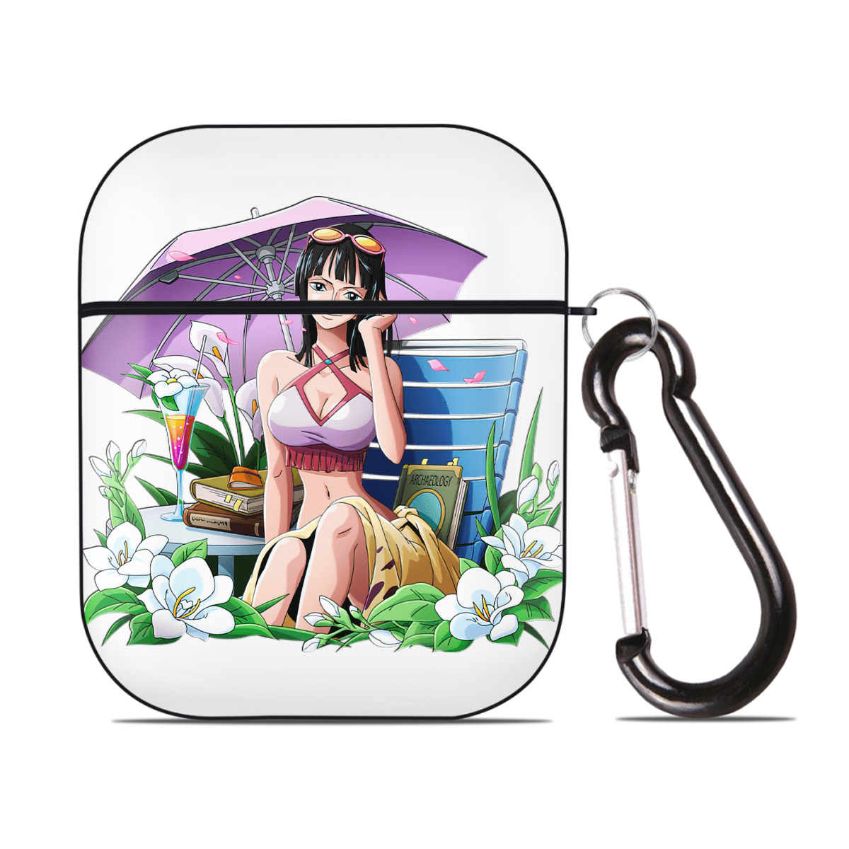 ワンピース ニコ・ロビン ONE PIECE Nico Robin AirPods 第2世代保護ケース ハードシェル ブラック 耐衝撃・防指紋・カラビナ付き