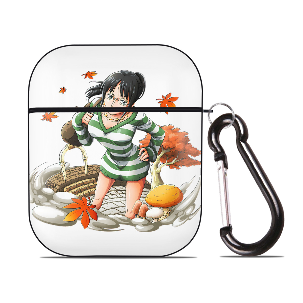 ワンピース ニコ・ロビン ONE PIECE Nico Robin AirPods 第2世代保護ケース ハードシェル ブラック 耐衝撃・防指紋・カラビナ付き