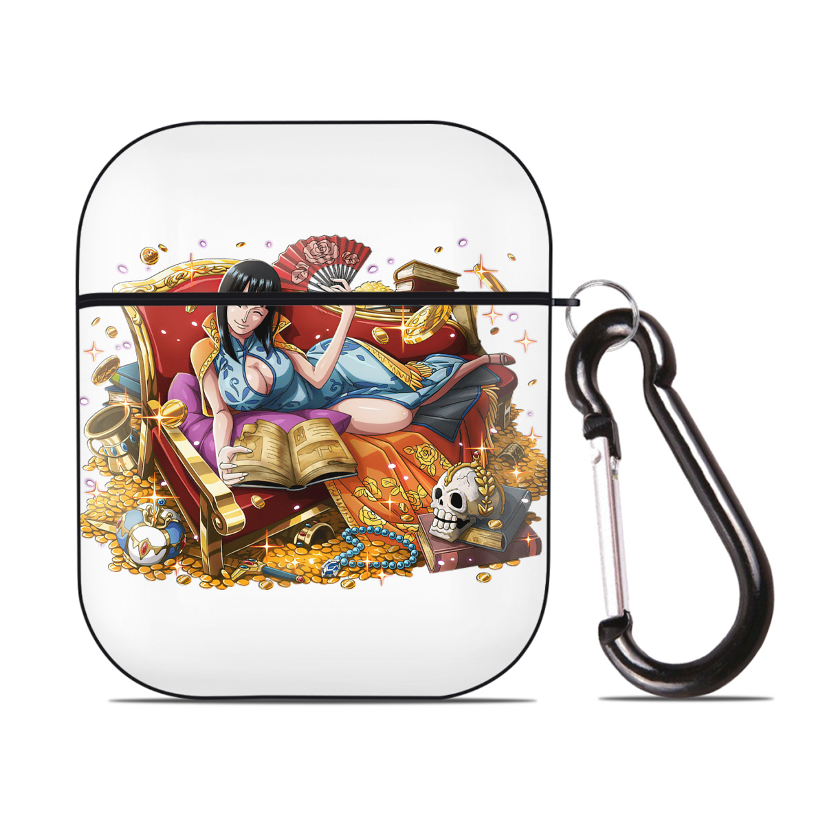 ワンピース ニコ・ロビン ONE PIECE Nico Robin AirPods 第2世代保護ケース ハードシェル ブラック 耐衝撃・防指紋・カラビナ付き
