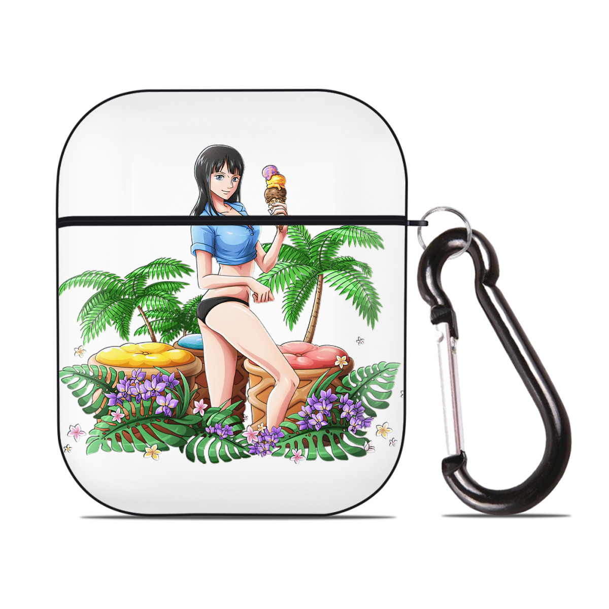 ワンピース ニコ・ロビン ONE PIECE Nico Robin AirPods 第2世代保護ケース ハードシェル ブラック 耐衝撃・防指紋・カラビナ付き