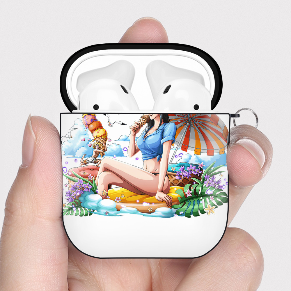 ワンピース ニコ・ロビン ONE PIECE Nico Robin AirPods 第2世代保護ケース ハードシェル ブラック 耐衝撃・防指紋・カラビナ付き