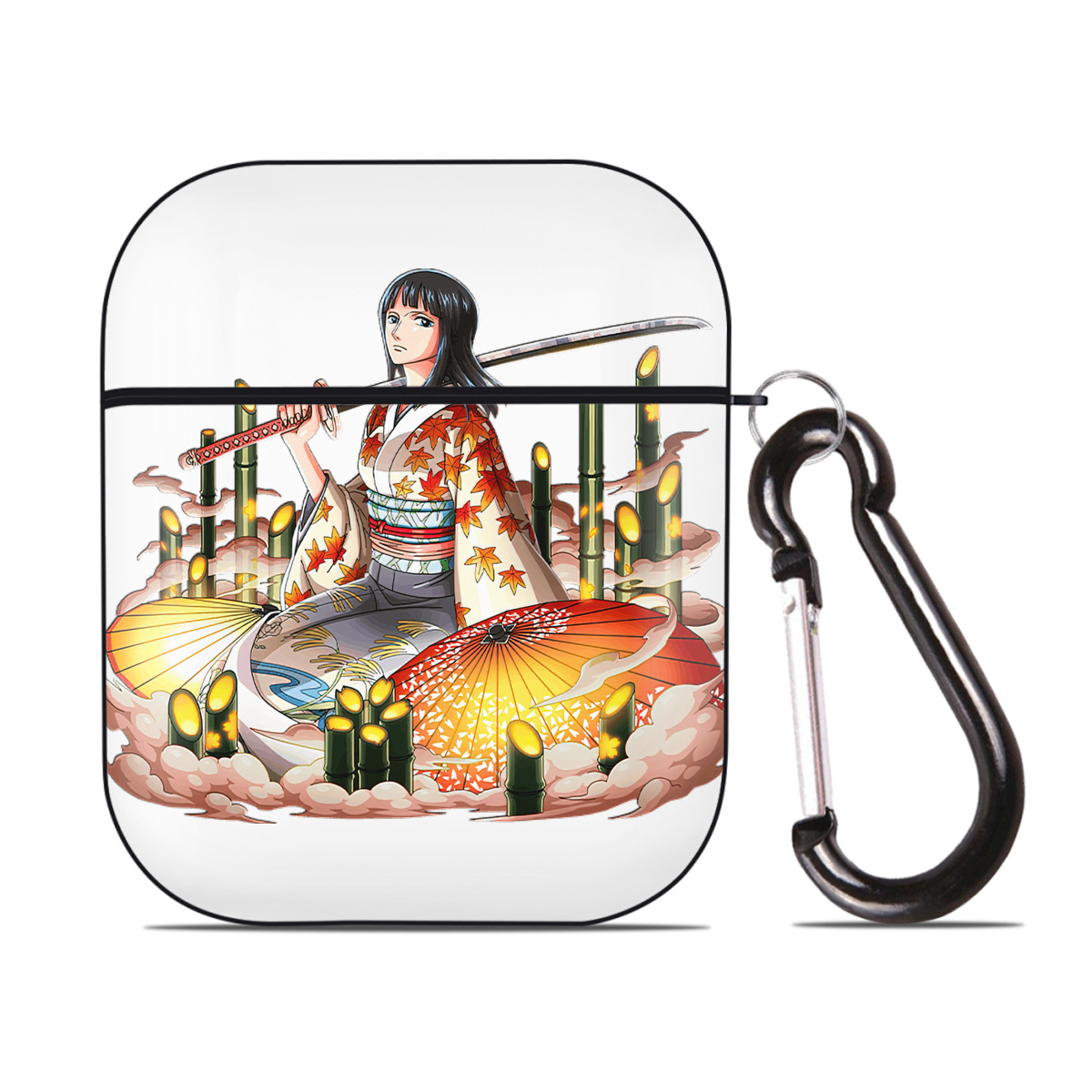 ワンピース ニコ・ロビン ONE PIECE Nico Robin AirPods 第2世代保護ケース ハードシェル ブラック 耐衝撃・防指紋・カラビナ付き