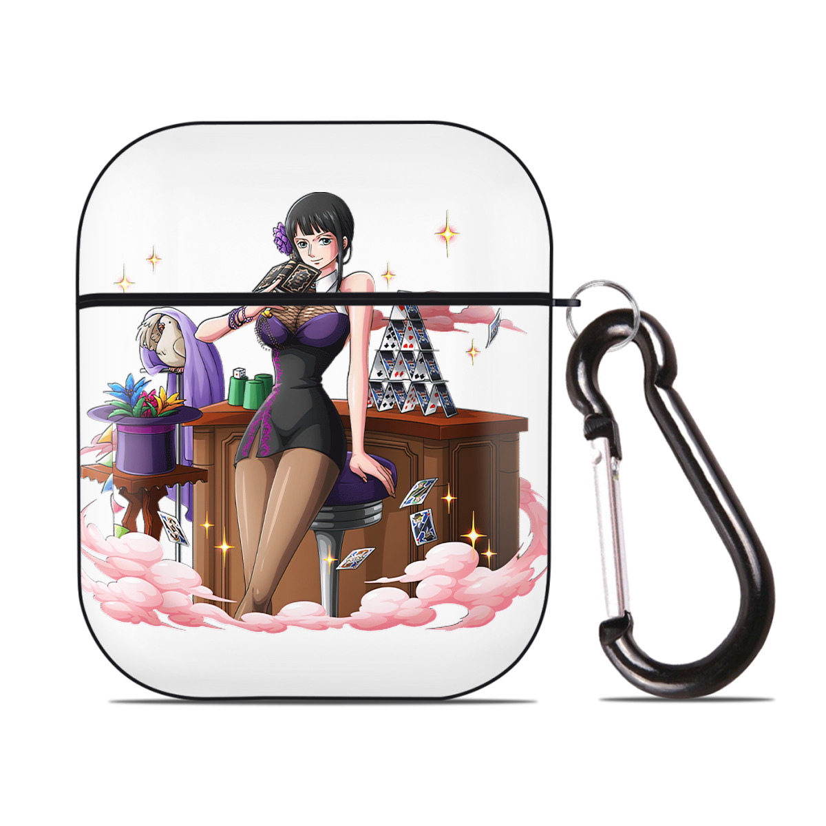 ワンピース ニコ・ロビン ONE PIECE Nico Robin AirPods 第2世代保護ケース ハードシェル ブラック 耐衝撃・防指紋・カラビナ付き