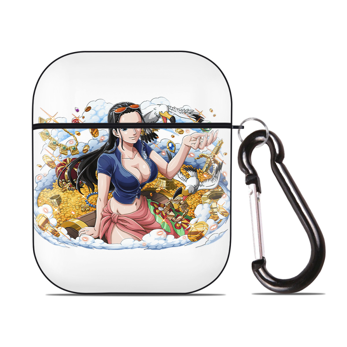 ワンピース ニコ・ロビン ONE PIECE Nico Robin AirPods 第2世代保護ケース ハードシェル ブラック 耐衝撃・防指紋・カラビナ付き